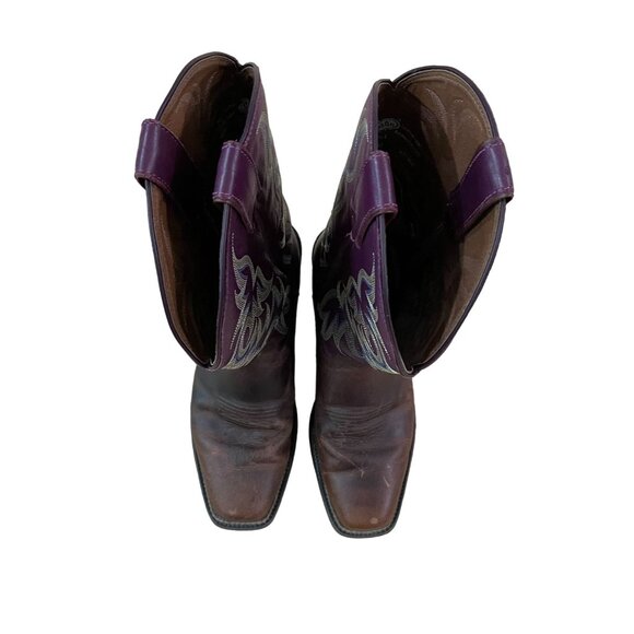 Justin Stampede Cowboy Boots Men's Size 9 D Tan Distressed Buffalo Square Toe - Picture 3 of 8